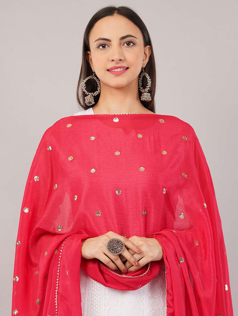 women solid with sequin work dupatta  - 22186184 -  Standard Image - 4