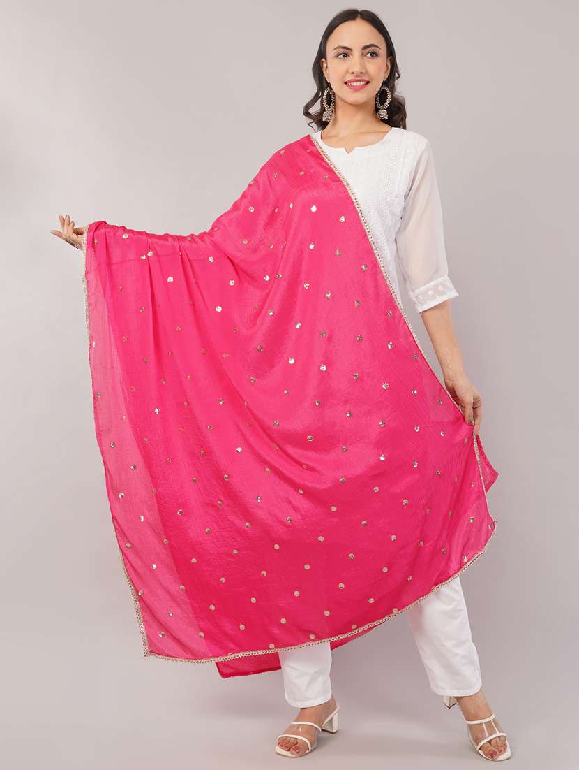 women solid with sequin work dupatta  - 22186185 -  Standard Image - 1