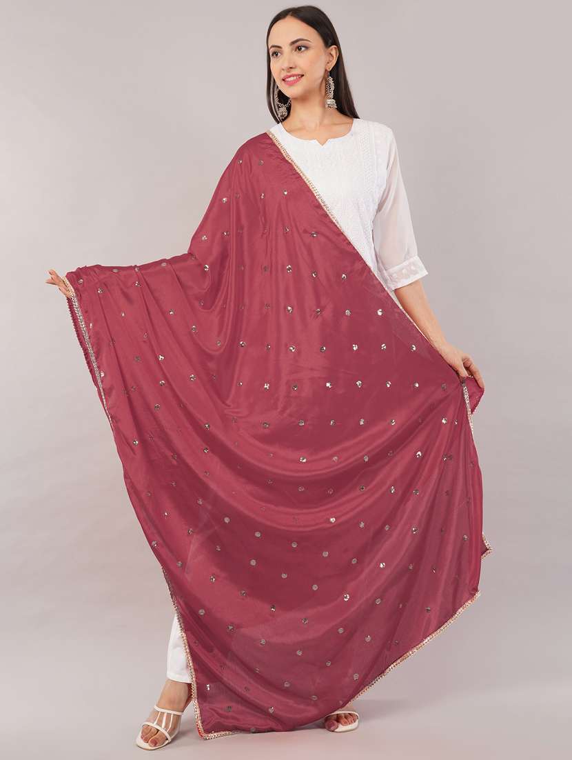 women solid with sequin work dupatta  - 22186186 -  Standard Image - 1