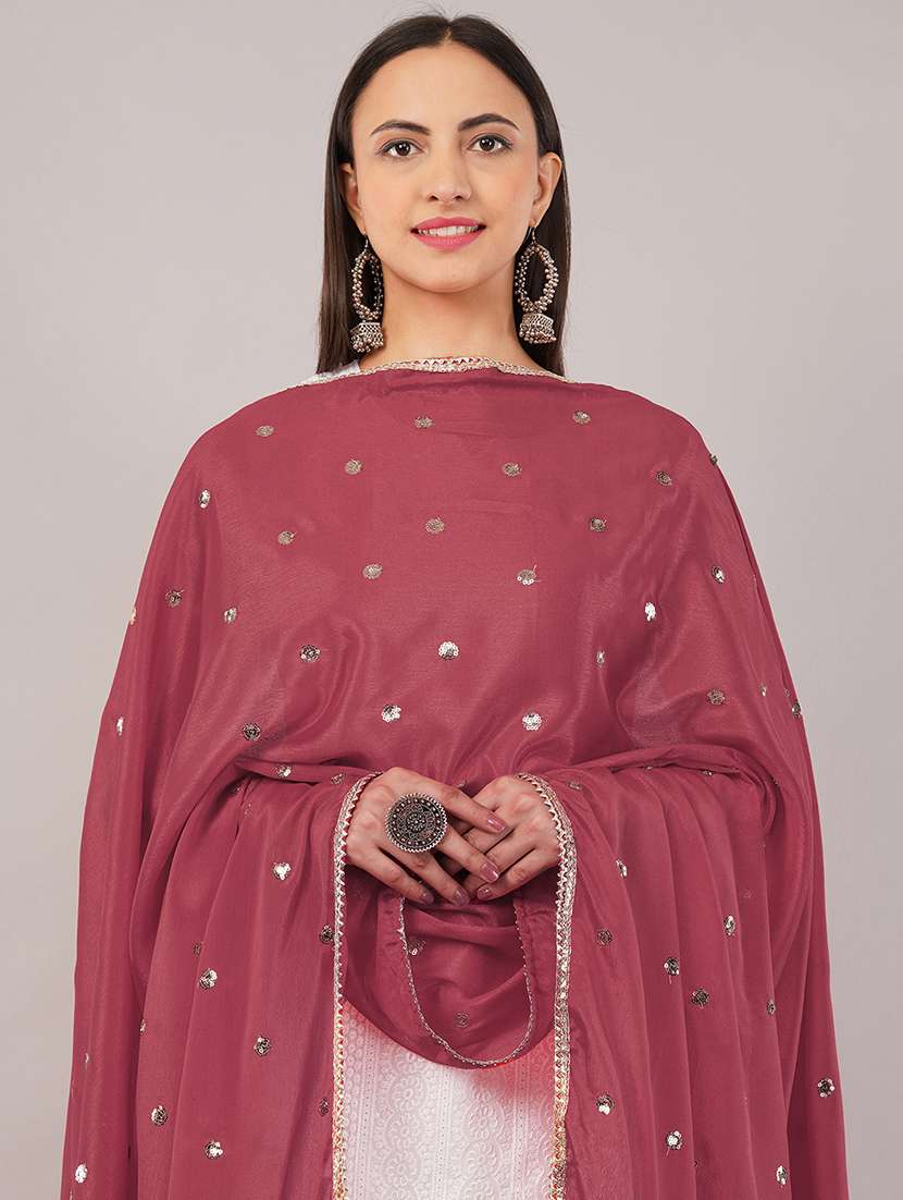women solid with sequin work dupatta  - 22186186 -  Standard Image - 4