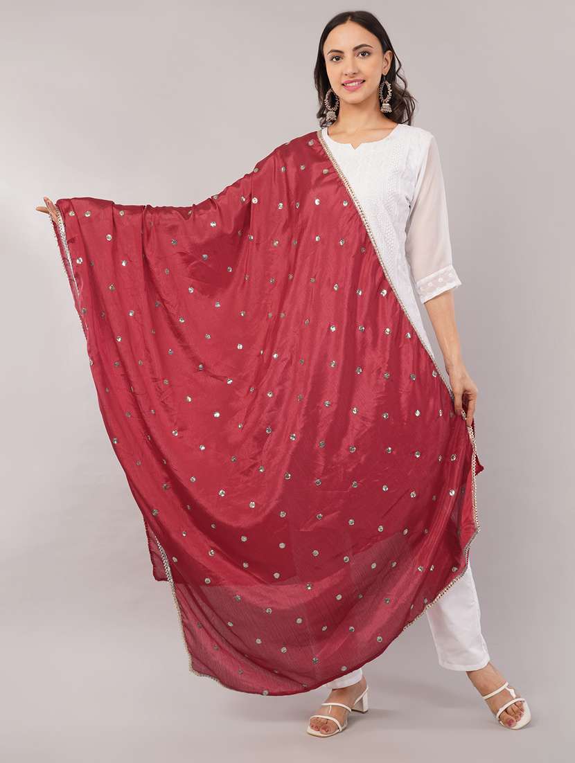women solid with sequin work dupatta  - 22186187 -  Standard Image - 1