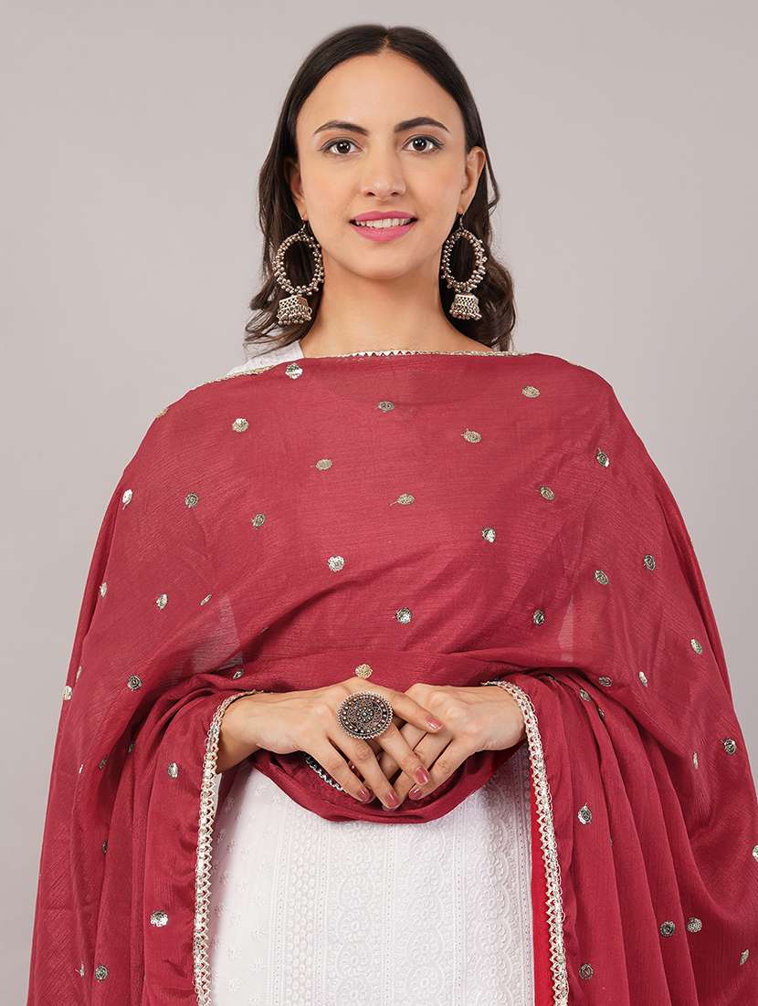 women solid with sequin work dupatta  - 22186187 -  Standard Image - 4