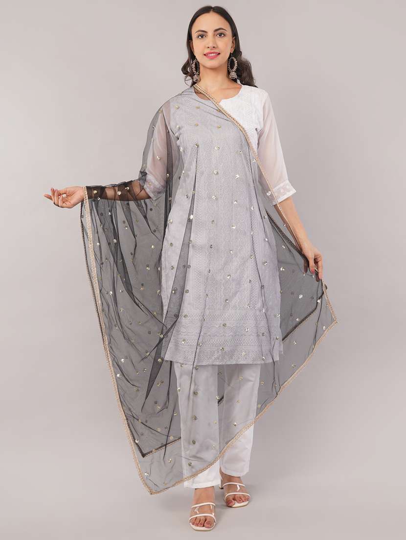 women solid with sequin work dupatta  - 22186188 -  Standard Image - 1