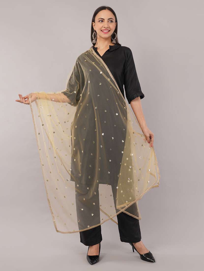 women solid with sequin work dupatta  - 22186190 -  Standard Image - 1