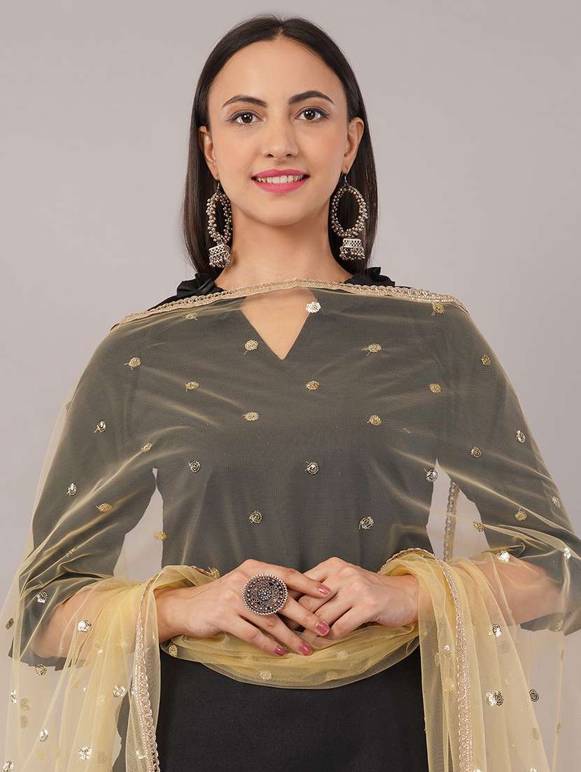 women solid with sequin work dupatta  - 22186190 -  Standard Image - 4