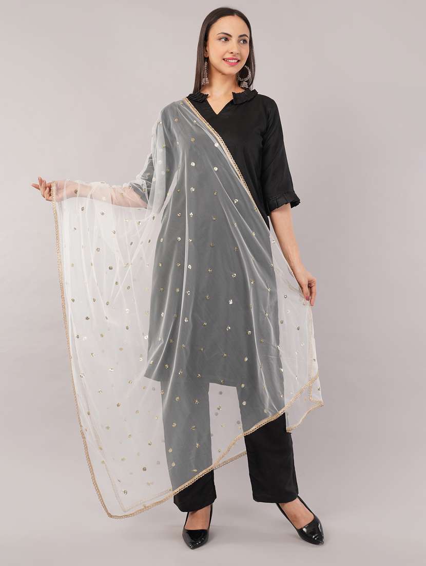 women solid with sequin work dupatta  - 22186191 -  Standard Image - 1