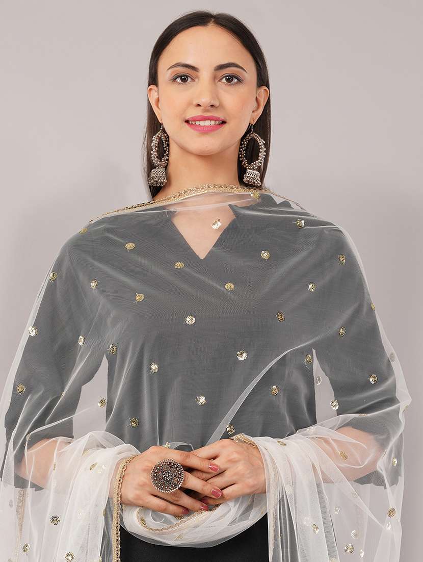 women solid with sequin work dupatta  - 22186191 -  Standard Image - 4