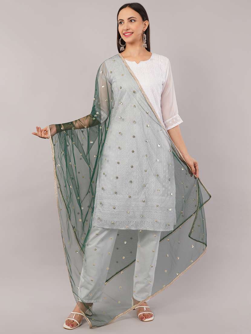 women solid with sequin work dupatta  - 22186192 -  Standard Image - 1