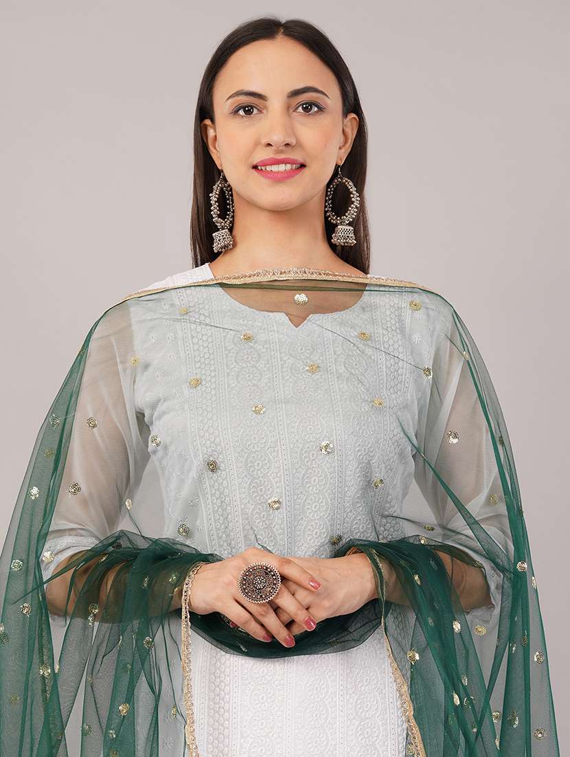 women solid with sequin work dupatta  - 22186192 -  Standard Image - 4