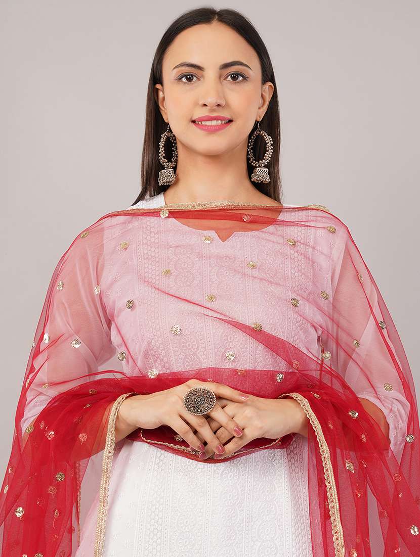 women solid with sequin work dupatta  - 22186194 -  Standard Image - 4