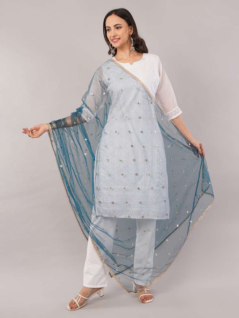 women solid with sequin work dupatta  - 22186195 -  Standard Image - 1