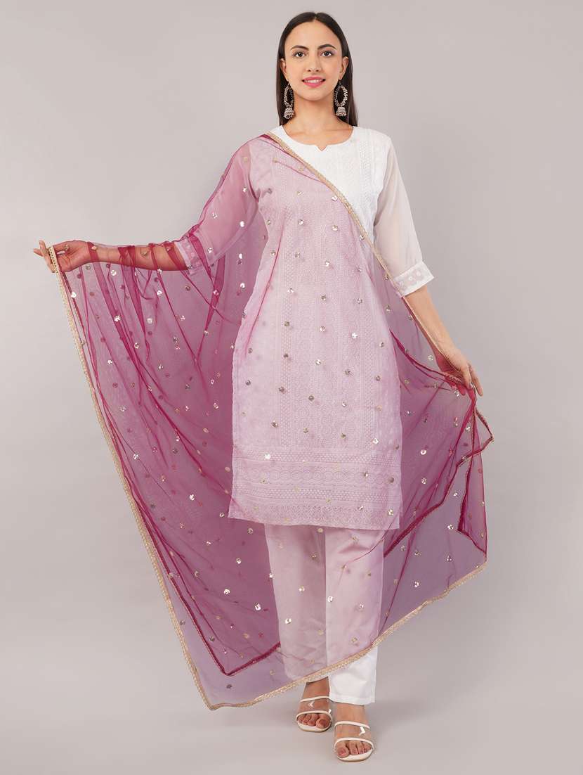 women solid with sequin work dupatta  - 22186196 -  Standard Image - 1