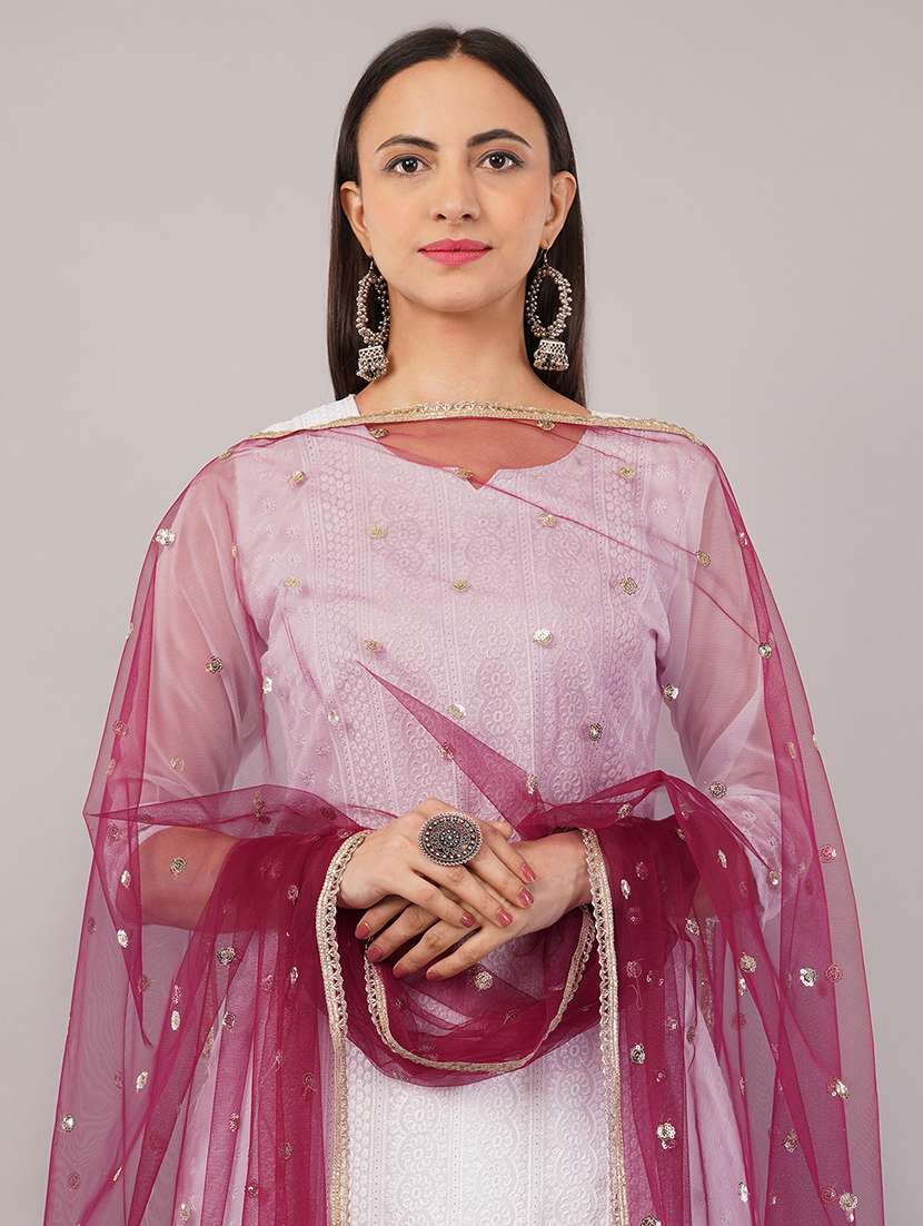 women solid with sequin work dupatta  - 22186196 -  Standard Image - 4