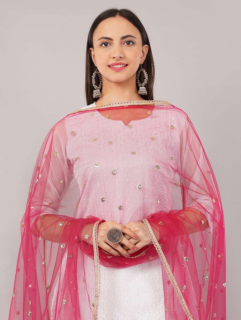 women solid with sequin work dupatta  - 22186197 -  Standard Image - 4