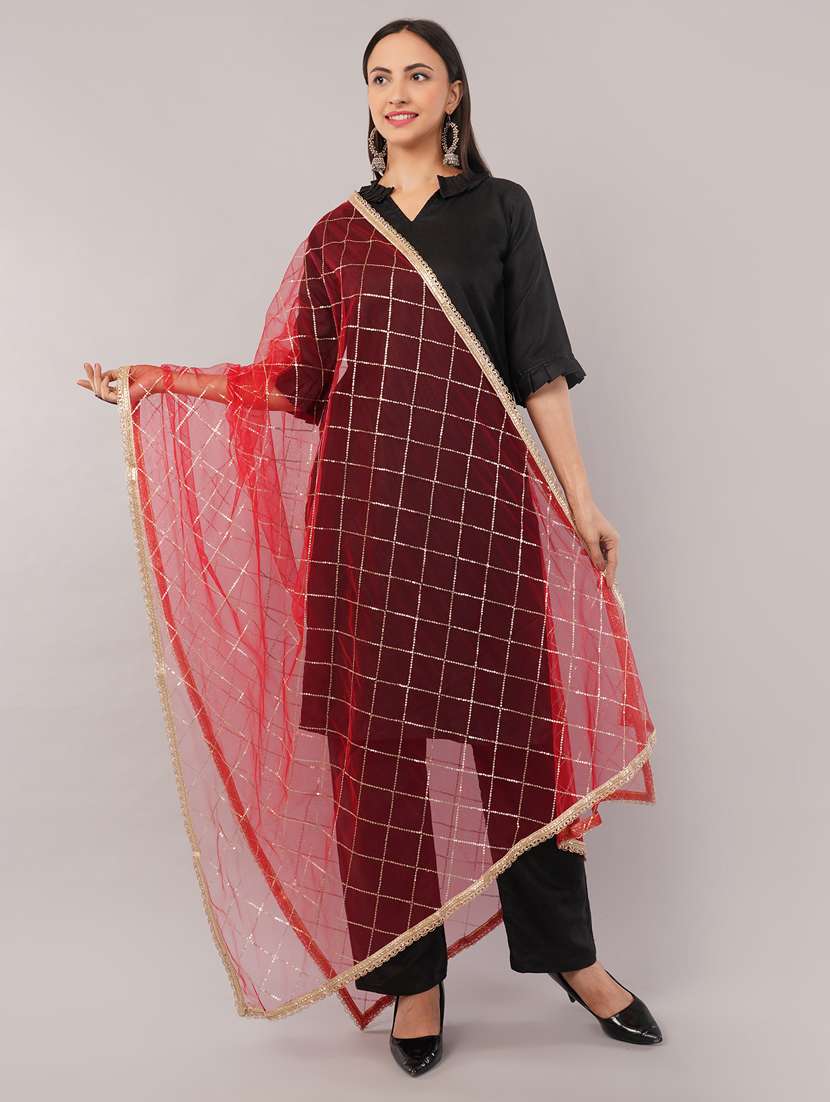 women solid with sequin work dupatta  - 22186198 -  Standard Image - 1