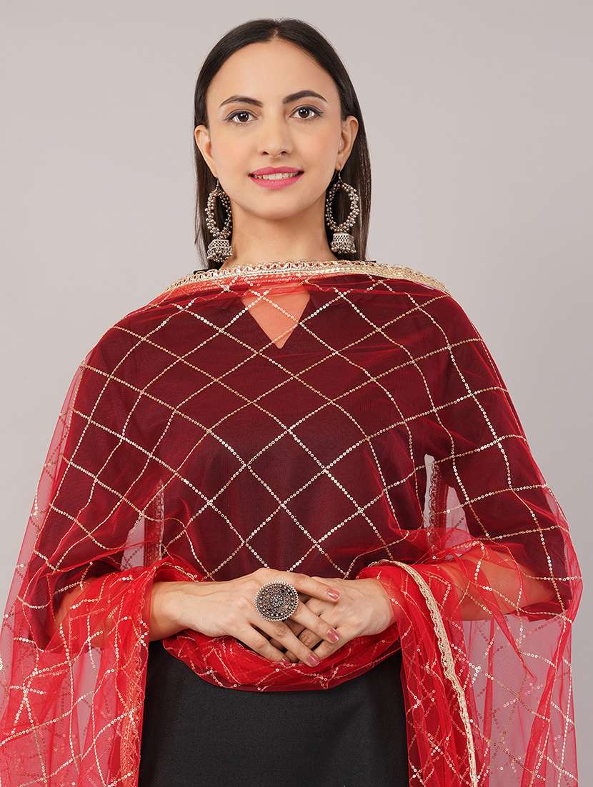 women solid with sequin work dupatta  - 22186198 -  Standard Image - 4