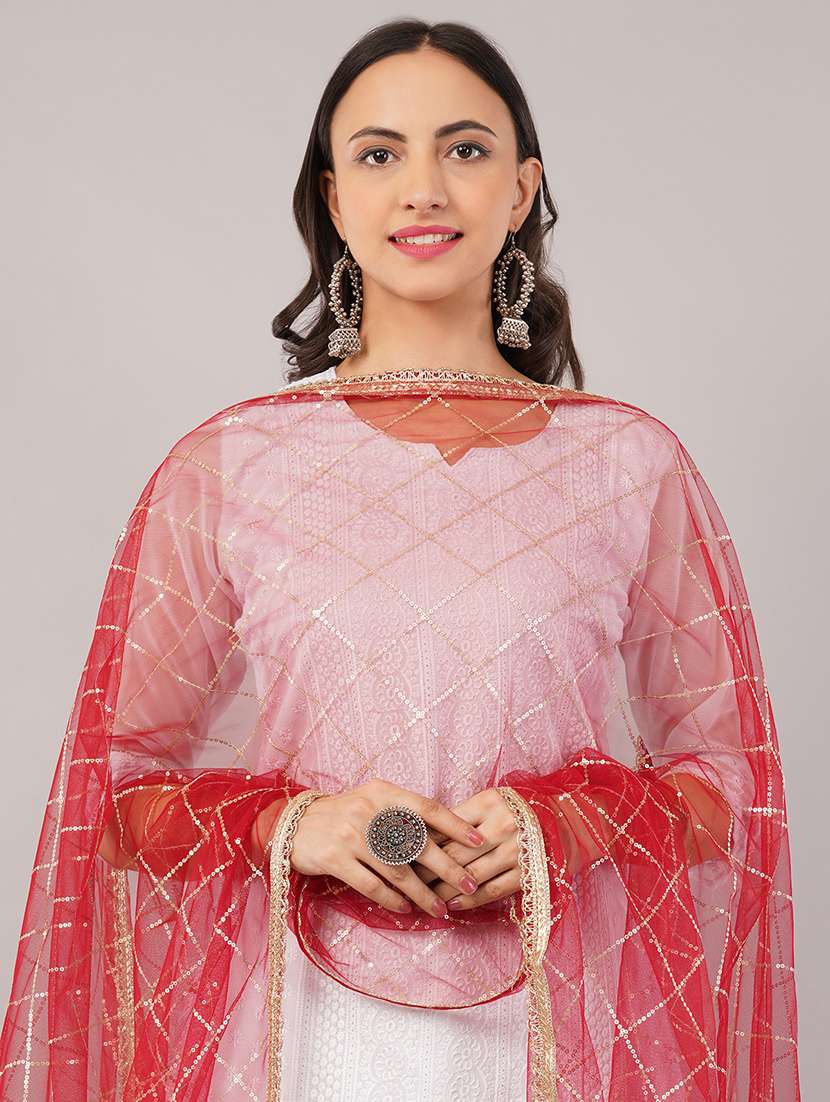 women solid with sequin work dupatta  - 22186200 -  Standard Image - 4