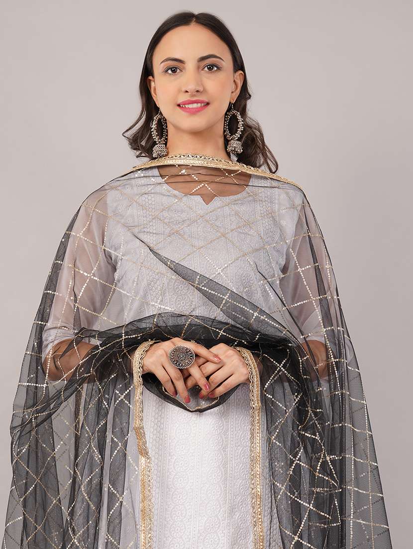 women solid with sequin work dupatta  - 22186201 -  Standard Image - 4