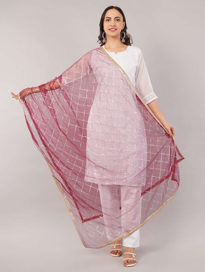 women solid with sequin work dupatta  - 22186202 -  Standard Image - 1