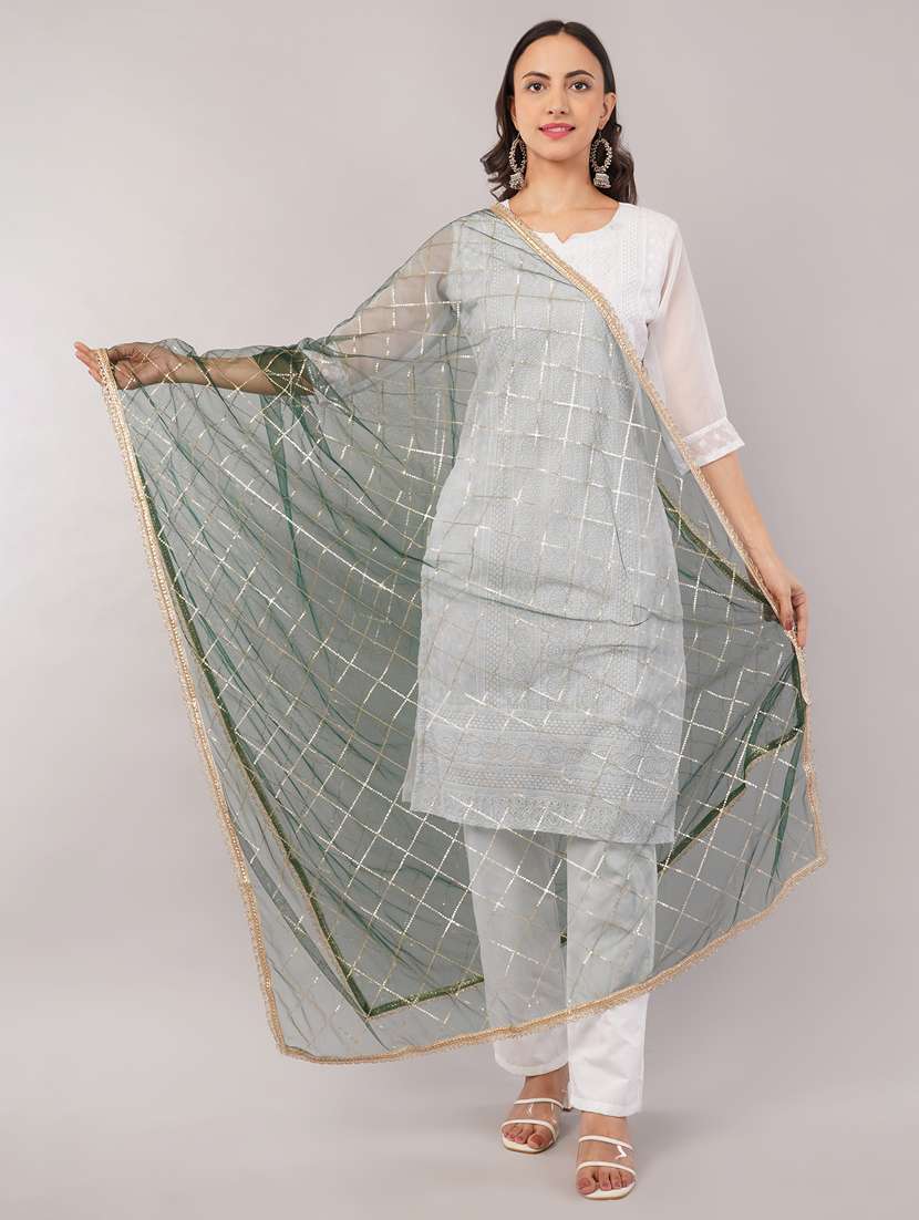 women solid with sequin work dupatta  - 22186203 -  Standard Image - 1