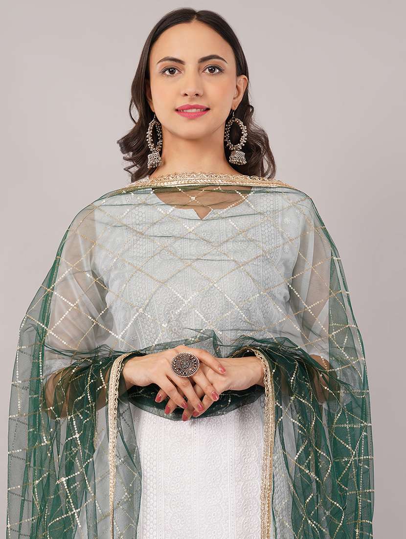 women solid with sequin work dupatta  - 22186203 -  Standard Image - 4