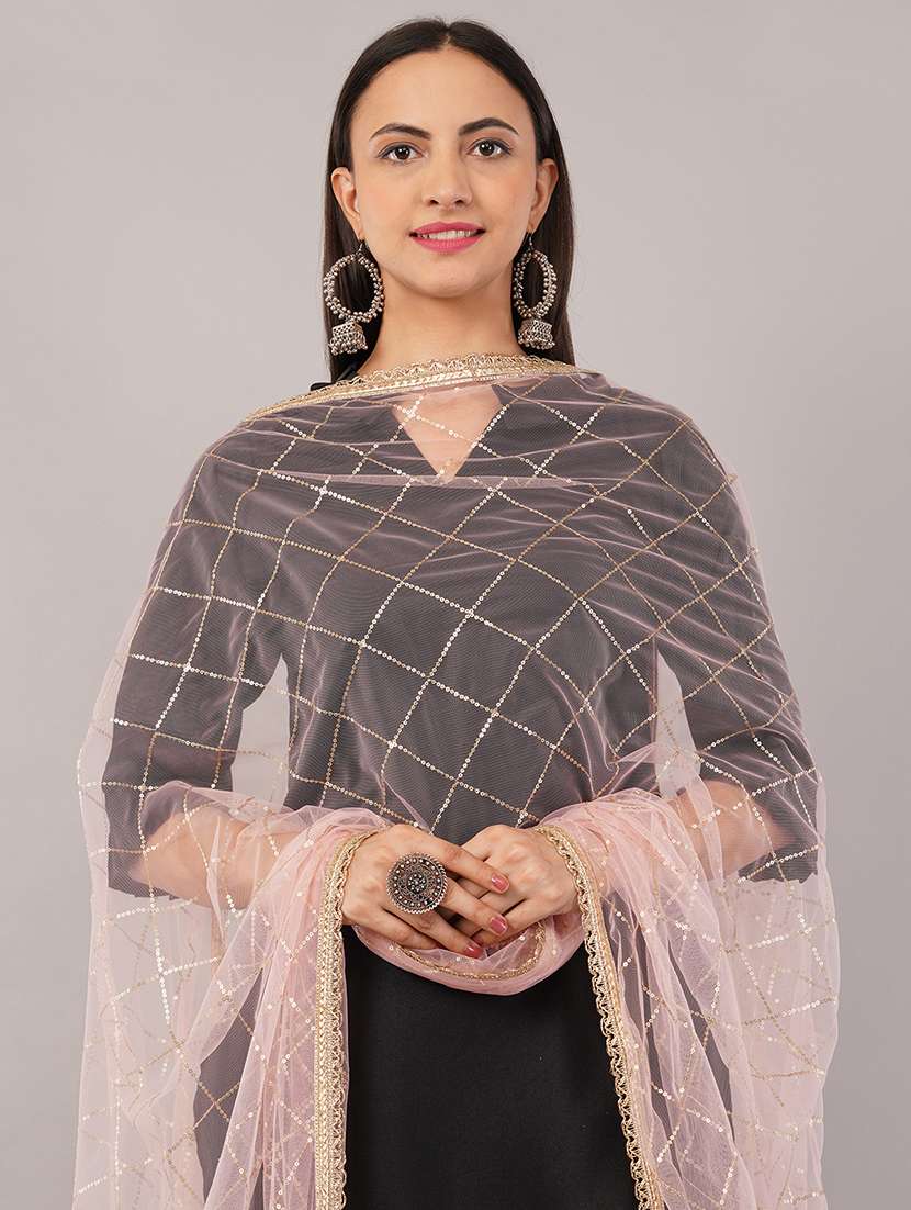 women solid with sequin work dupatta  - 22186204 -  Standard Image - 4