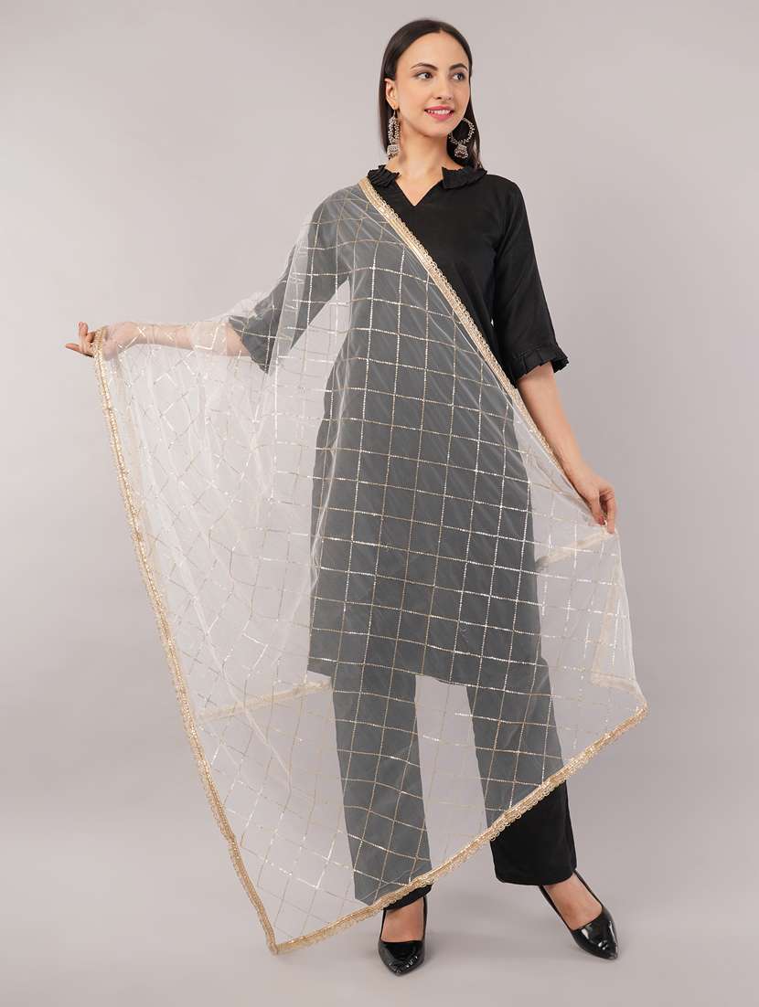 women solid with sequin work dupatta  - 22186205 -  Standard Image - 1