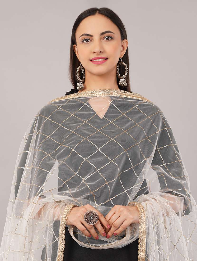 women solid with sequin work dupatta  - 22186205 -  Standard Image - 4