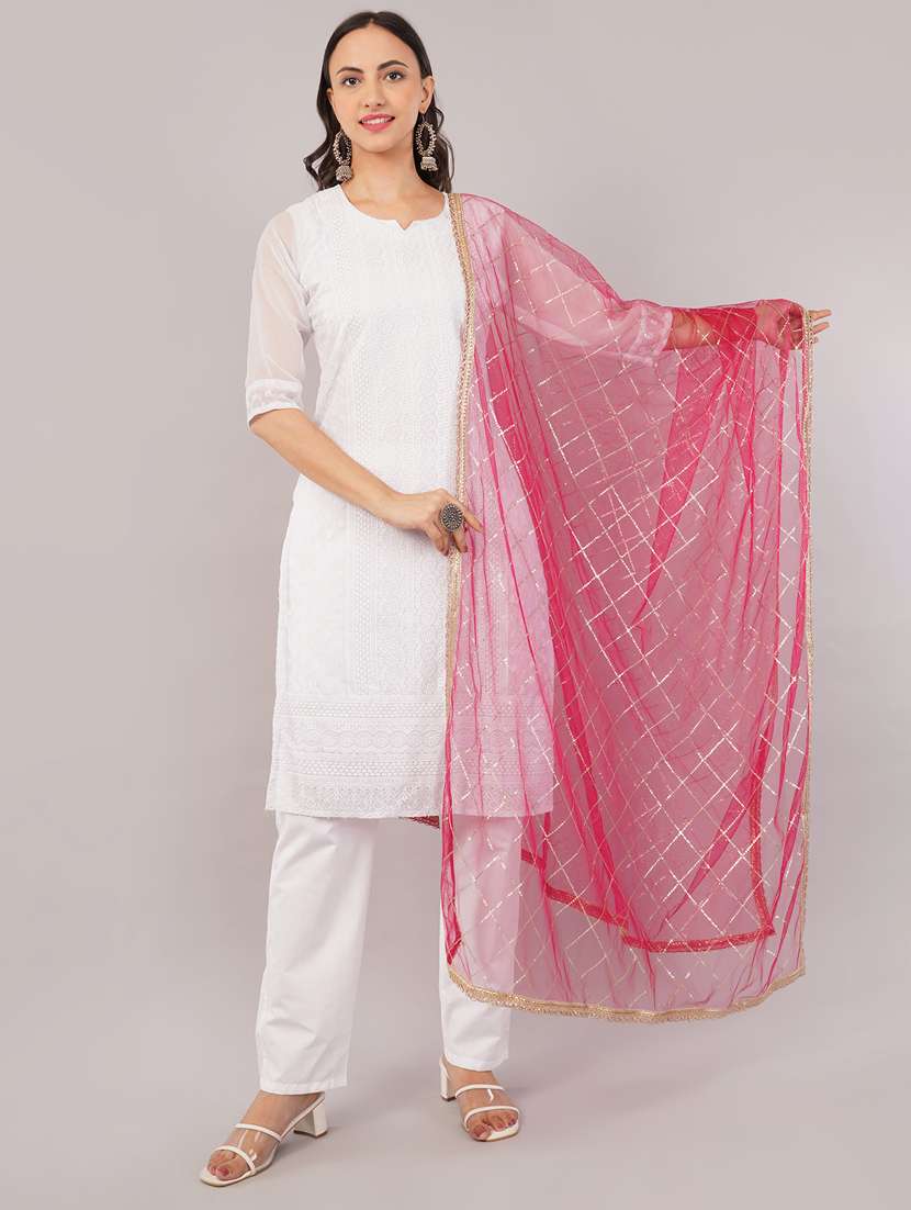women solid with sequin work dupatta 