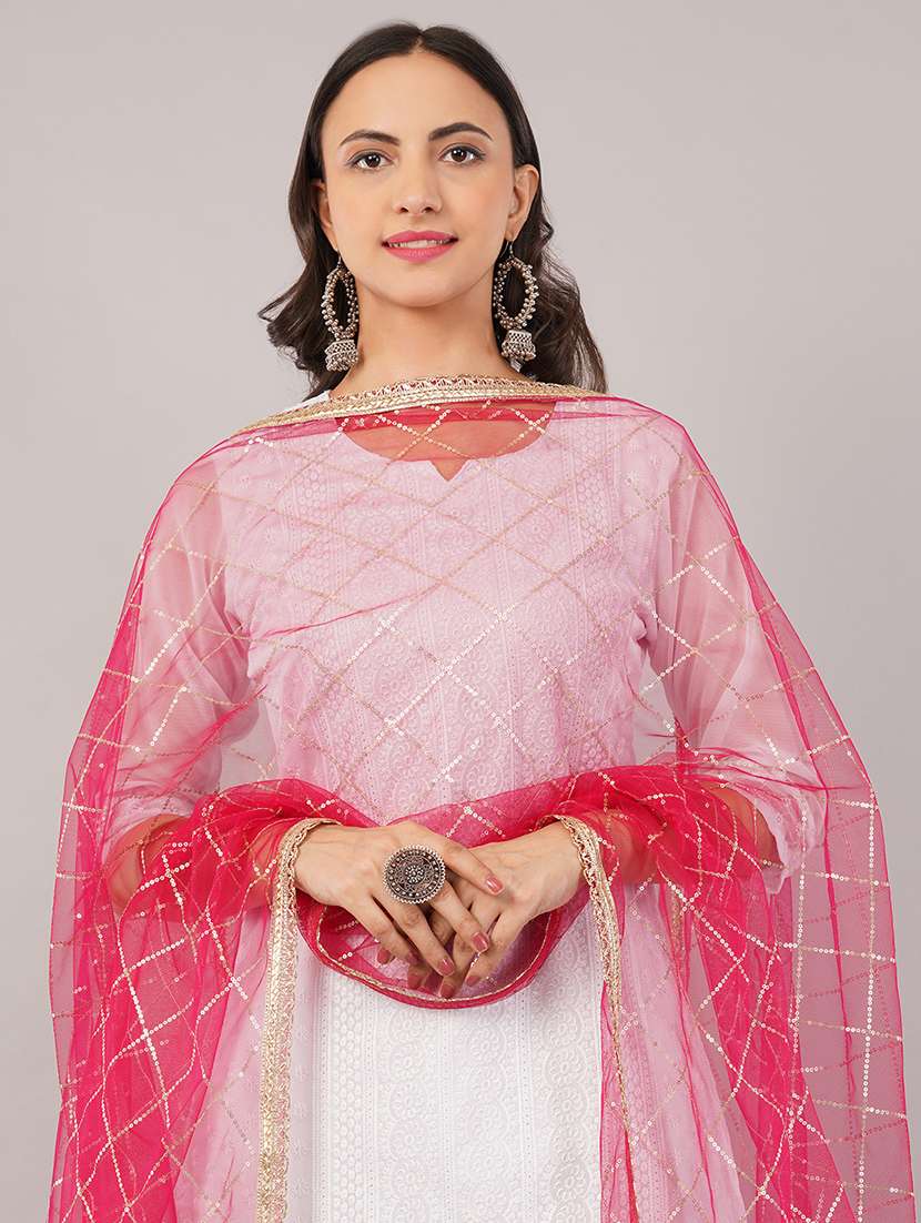 women solid with sequin work dupatta  - 22186206 -  Standard Image - 4