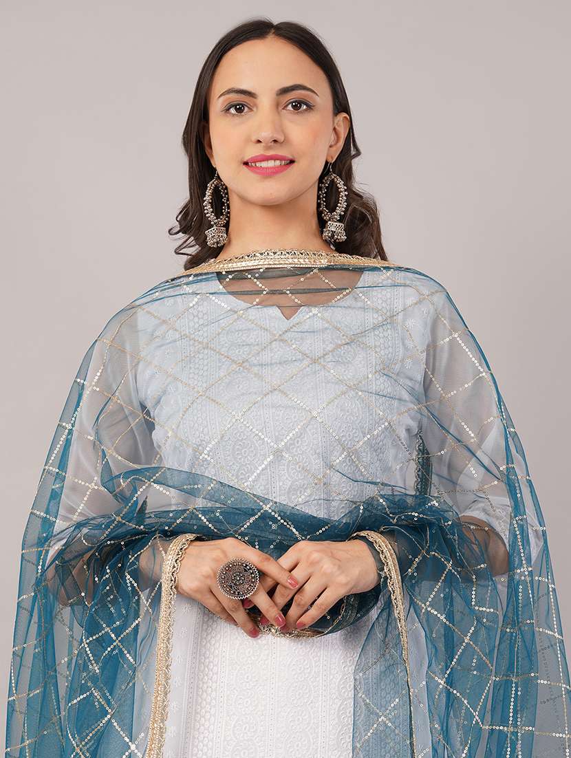 women solid with sequin work dupatta  - 22186207 -  Standard Image - 4