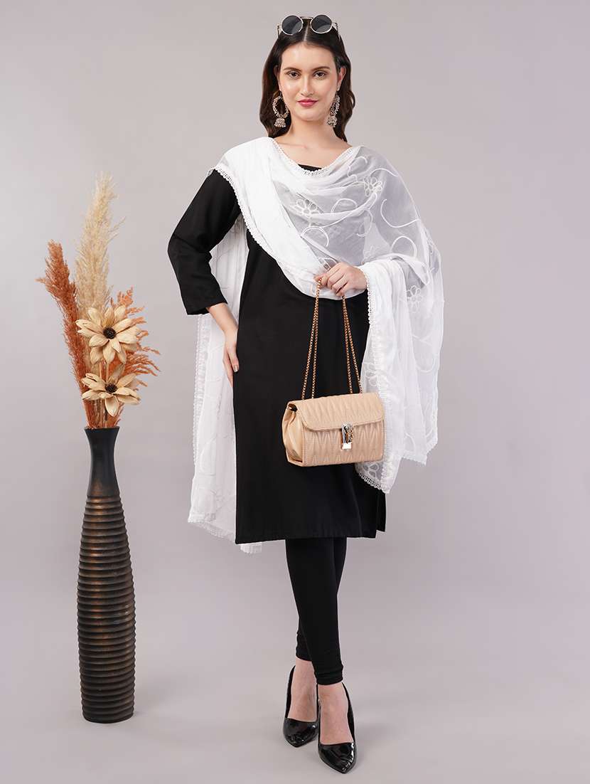 women solid with work embroidered dupatta  - 22186208 -  Standard Image - 1