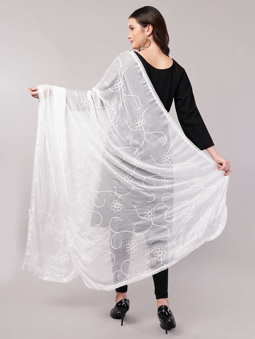 women solid with work embroidered dupatta  - 22186208 -  Standard Image - 4