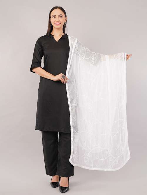 women solid with work embroidered dupatta  - 22186209 -  Standard Image - 0