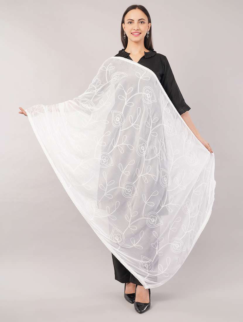 women solid with work embroidered dupatta  - 22186209 -  Standard Image - 1