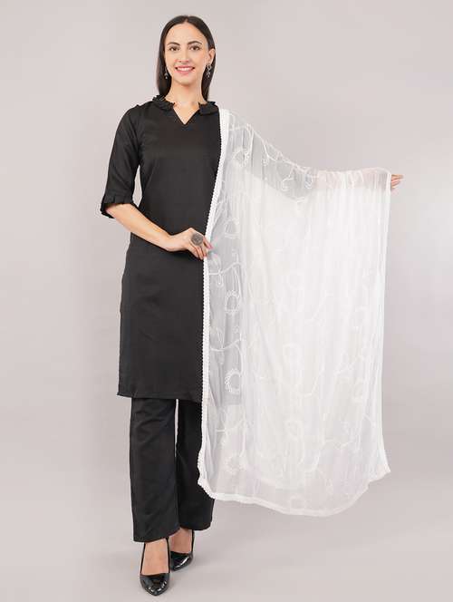 women solid with work embroidered dupatta  - 22186211 -  Standard Image - 0