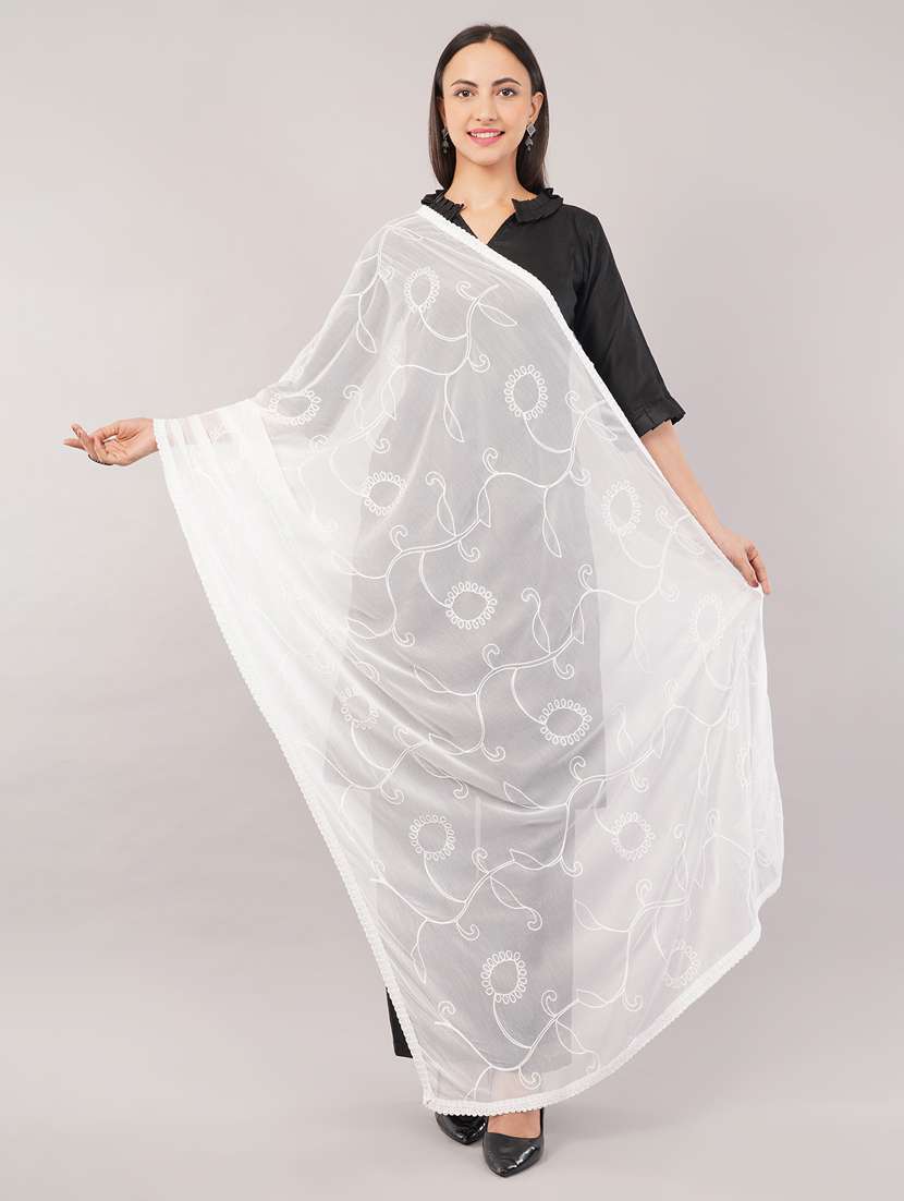 women solid with work embroidered dupatta  - 22186211 -  Standard Image - 1