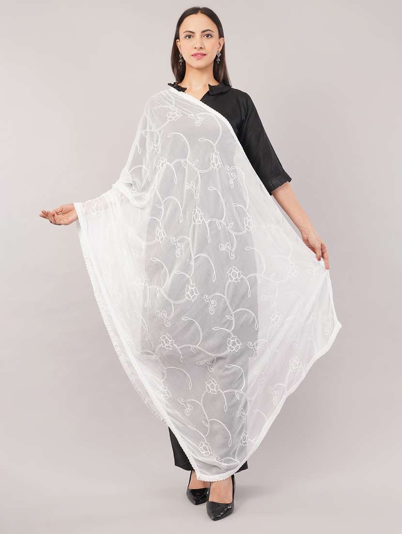 women solid with work embroidered dupatta  - 22186212 -  Standard Image - 1