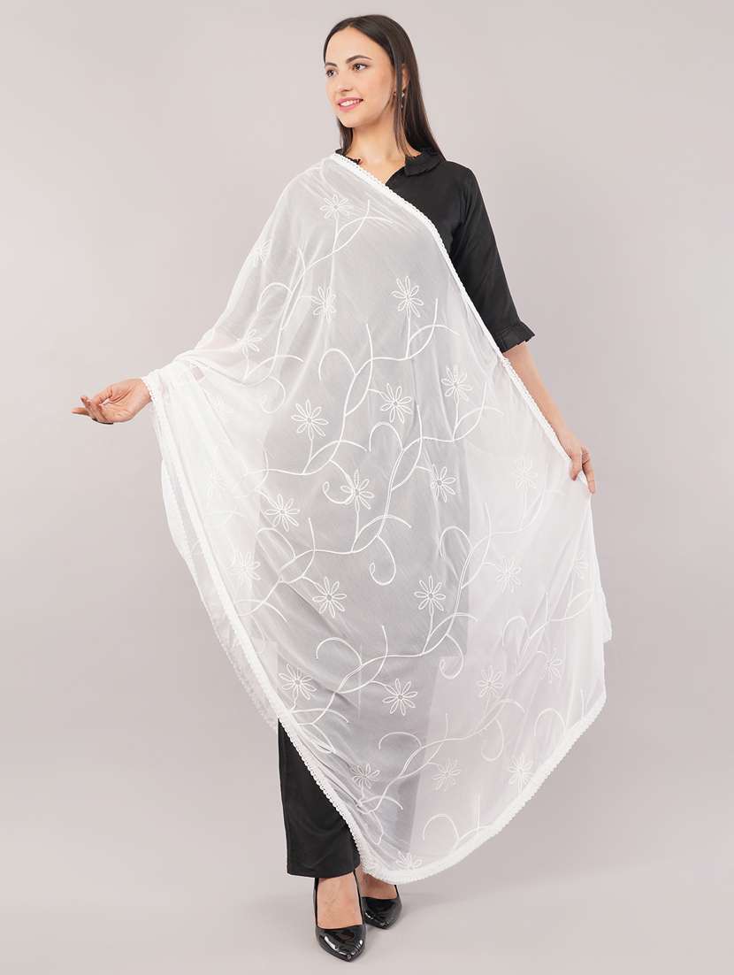 women solid with work embroidered dupatta  - 22186213 -  Standard Image - 1