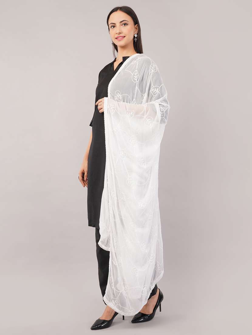women solid with work embroidered dupatta  - 22186215 -  Standard Image - 1