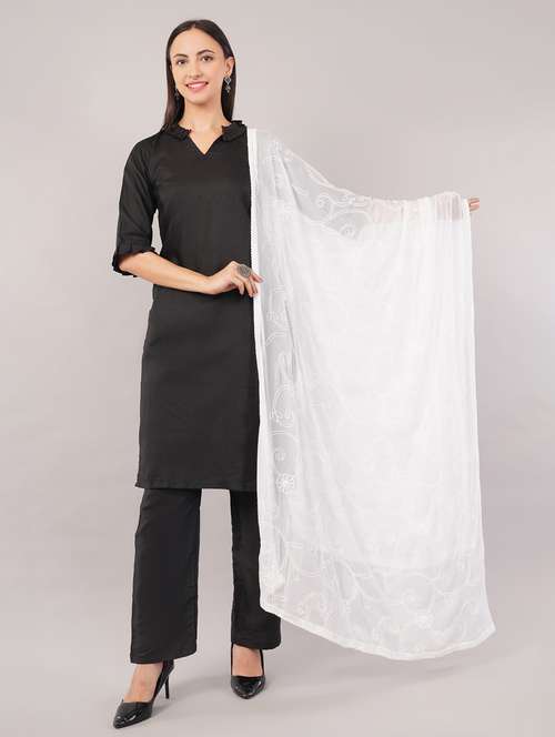 women solid with work embroidered dupatta  - 22186219 -  Standard Image - 0