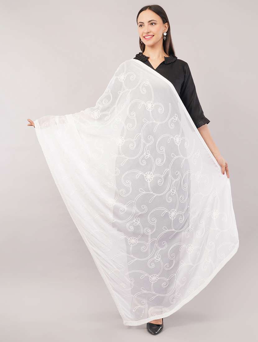 women solid with work embroidered dupatta  - 22186219 -  Standard Image - 1