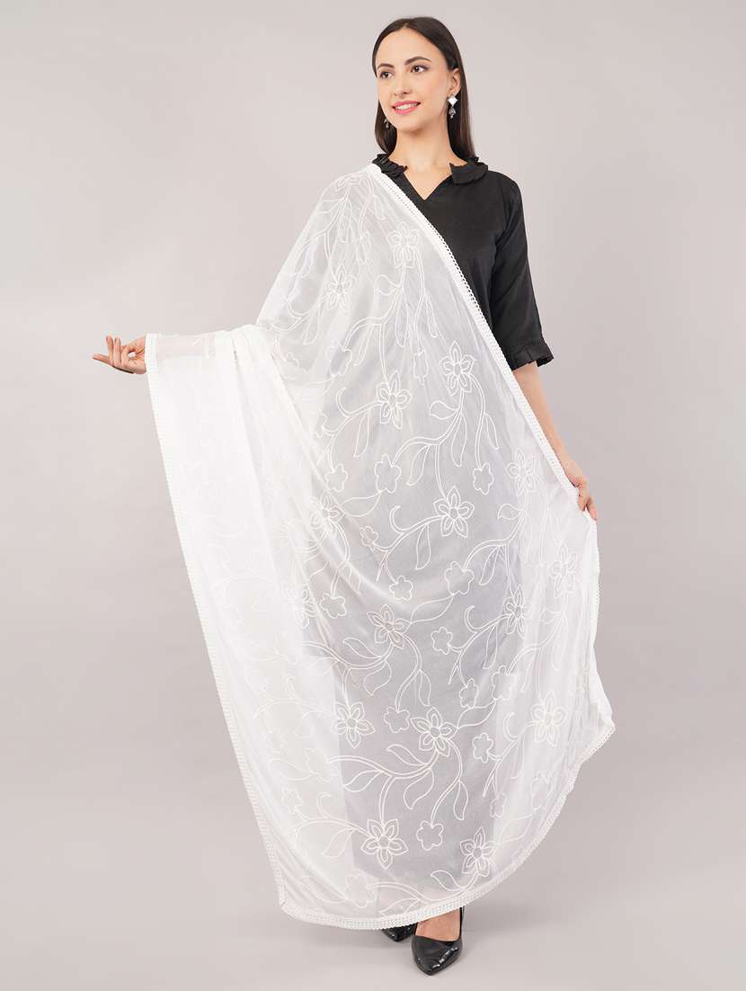 women solid with work embroidered dupatta  - 22186223 -  Standard Image - 1