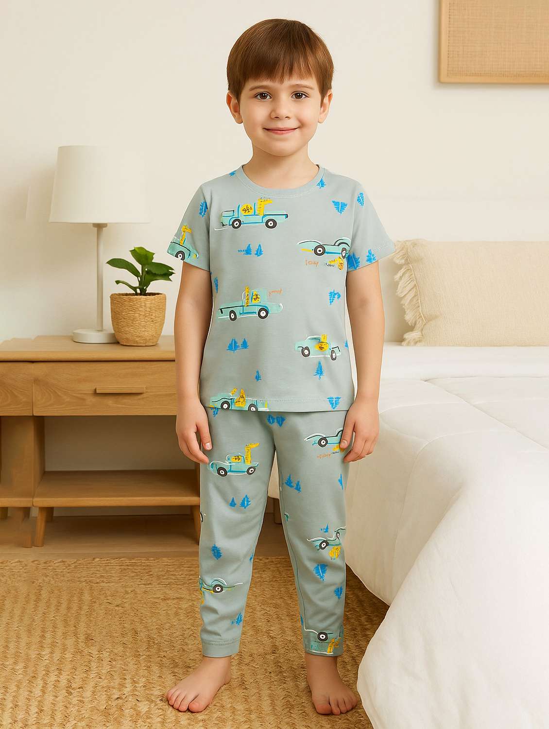 blue cotton full length sets coords set