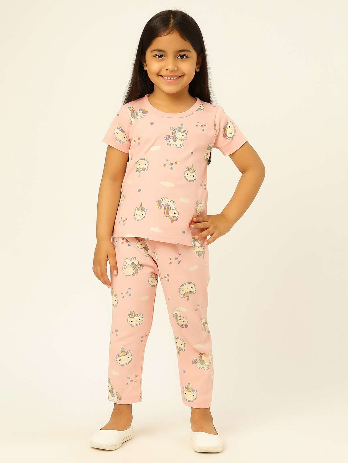 girls printed nightwear pyjama set