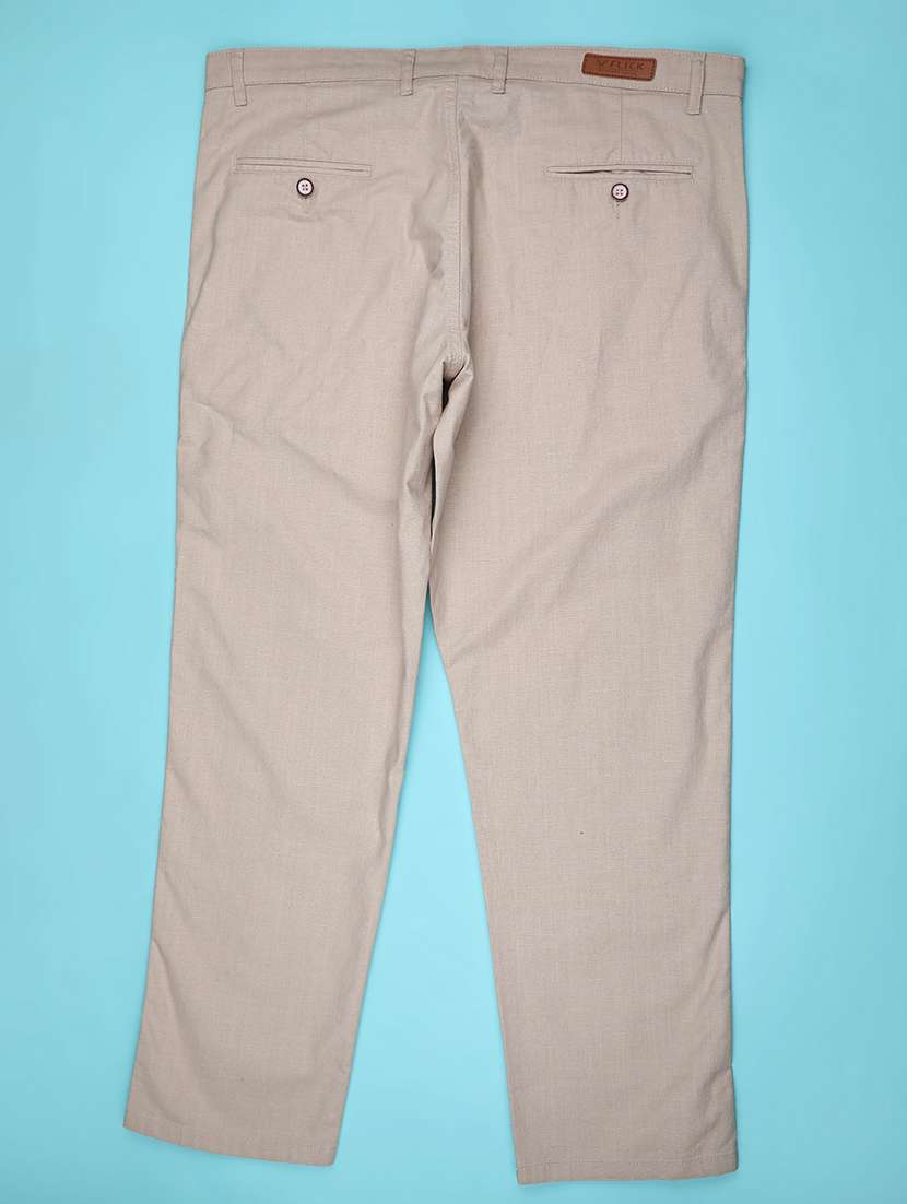 Men Solid Mid Rise Casual Chinos - 22186568 -  Standard Image - 1