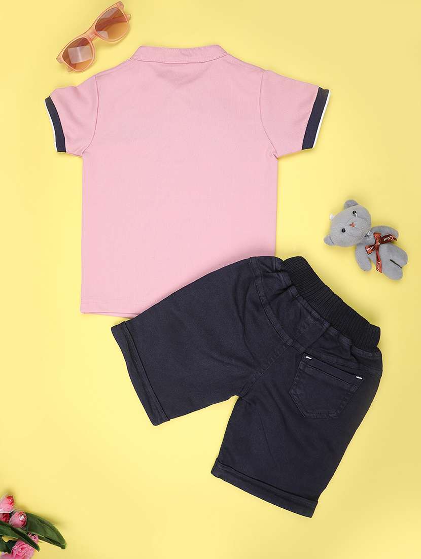 boys color block t-shirt & shorts co-ords set - 22186659 -  Standard Image - 1
