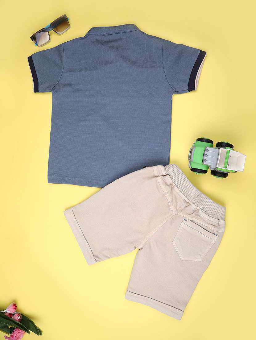 boys color block t-shirt & shorts co-ords set - 22186660 -  Standard Image - 1