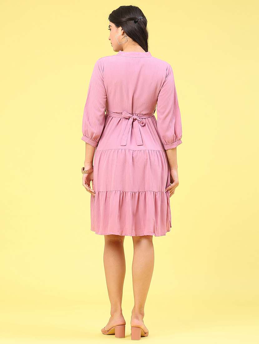 women embroidered three quarter sleeve tiered dress - 22186710 -  Standard Image - 4