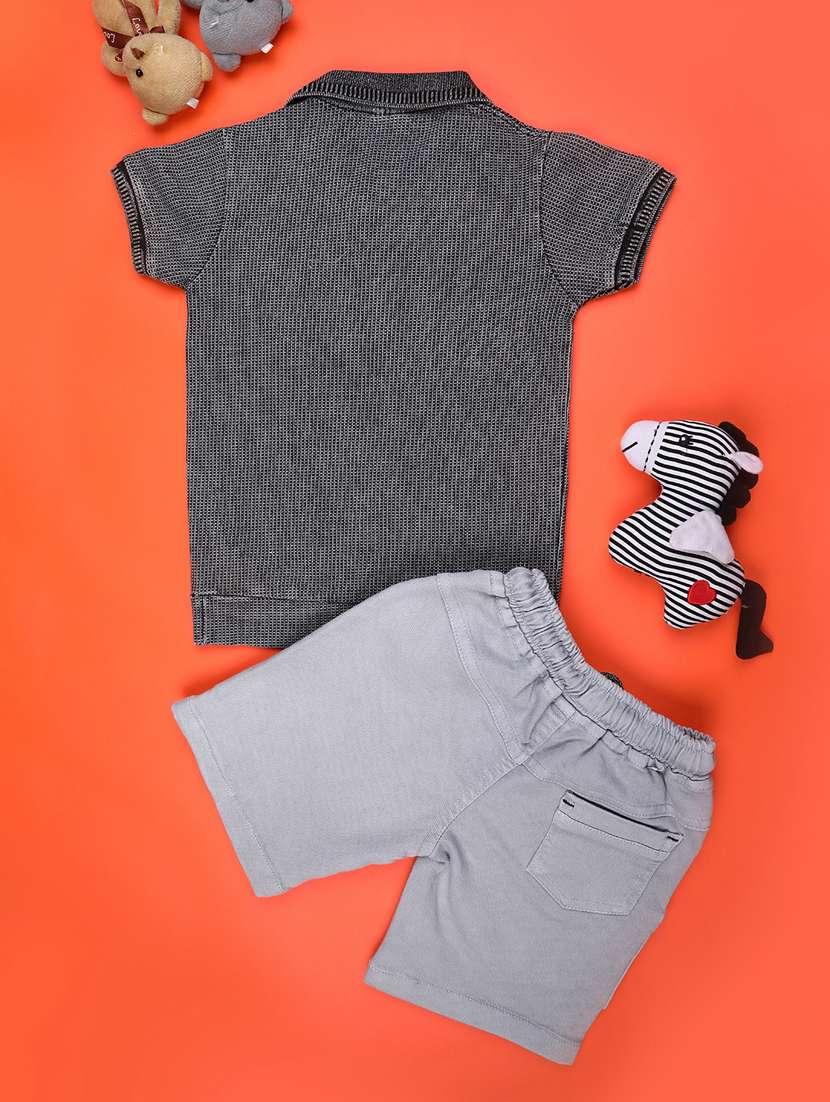 boys solid t-shirt & shorts co-ords set - 22186722 -  Standard Image - 1